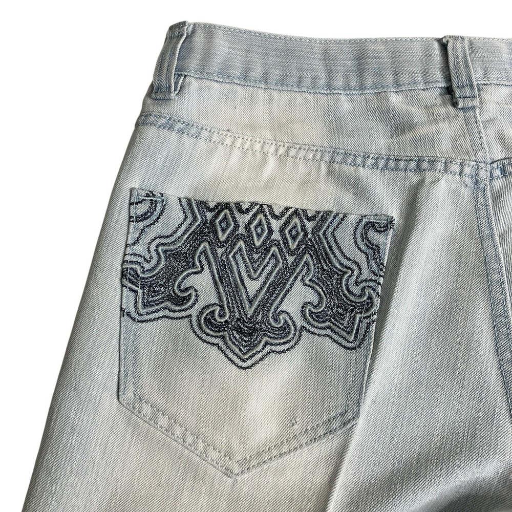 Y2K Avirex Shorts Mens 36 Denim Jorts Embroidered Streetwear Skater Baggy - Picture 4 of 16